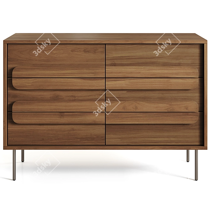 Gemini 6-Drawer Dresser in Walnut 3D model image 3