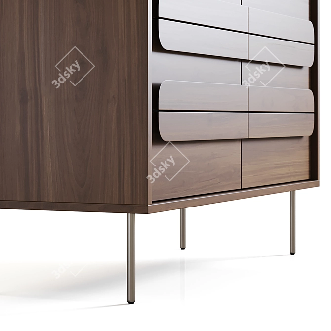 Gemini 6-Drawer Dresser in Walnut 3D model image 5
