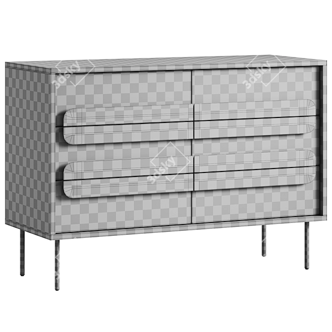Gemini 6-Drawer Dresser in Walnut 3D model image 6