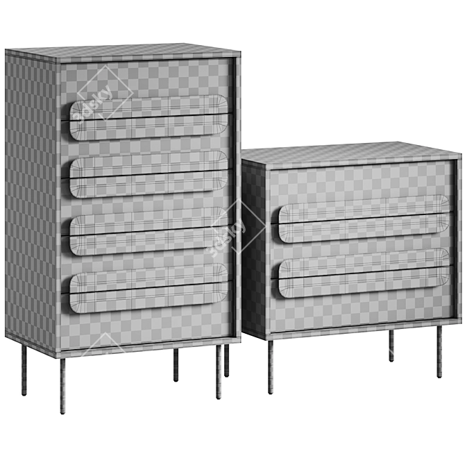 Gemini Dresser Set with Drawers 3D model image 7
