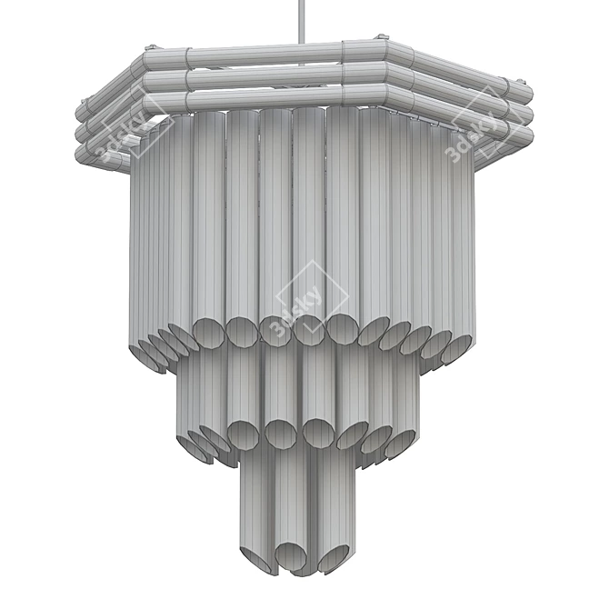Elegant 1980s Crystal Chandelier 3D model image 2