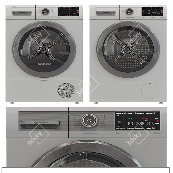 Bosch Washer Dryer Combo White 3D model image 2