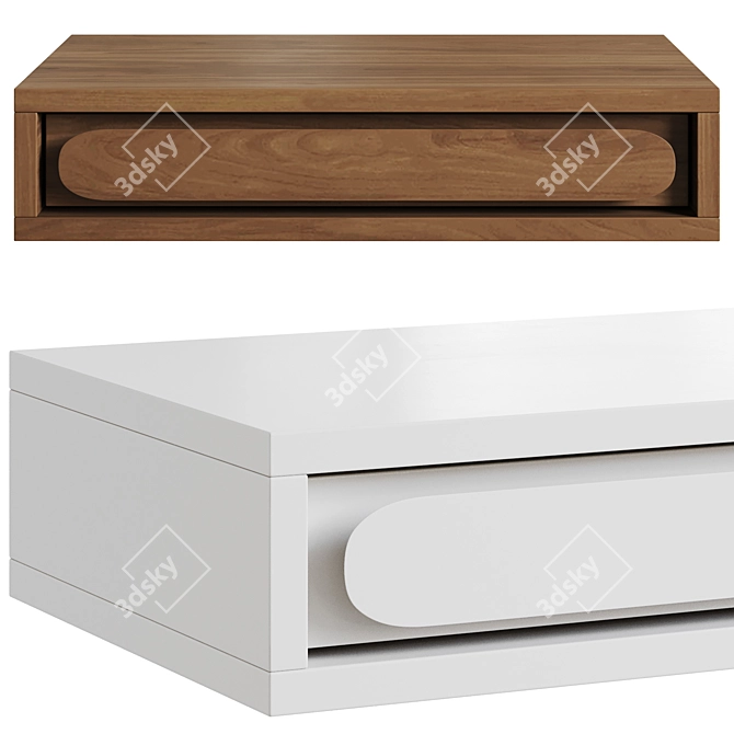 Gemini Wall-Mounted Nightstand: White/Walnut 3D model image 1