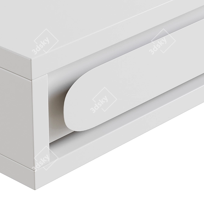 Gemini Wall-Mounted Nightstand: White/Walnut 3D model image 2
