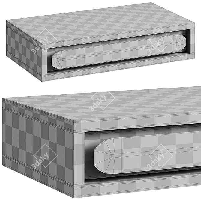 Gemini Wall-Mounted Nightstand: White/Walnut 3D model image 3