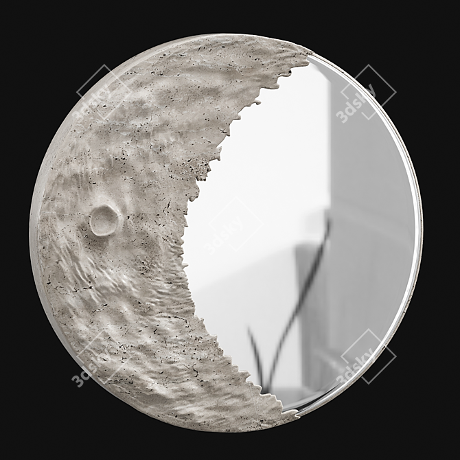Celestial Silver Moon Art Mirror 3D model image 1