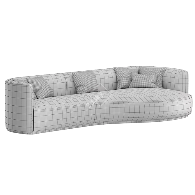 Contemporary Hand-Tailored Sofa in Round Edges 3D model image 2