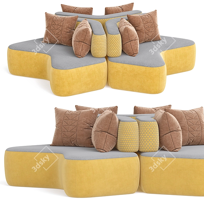 Realistic 3D Cross Sofa Model 3D model image 1