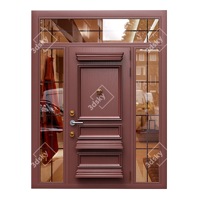 Modern RAL 8017 Door Kit 3D model image 1