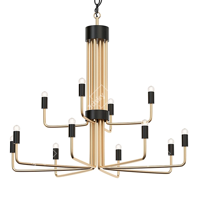 Elegant Brass Chandelier Light Fixture 3D model image 1