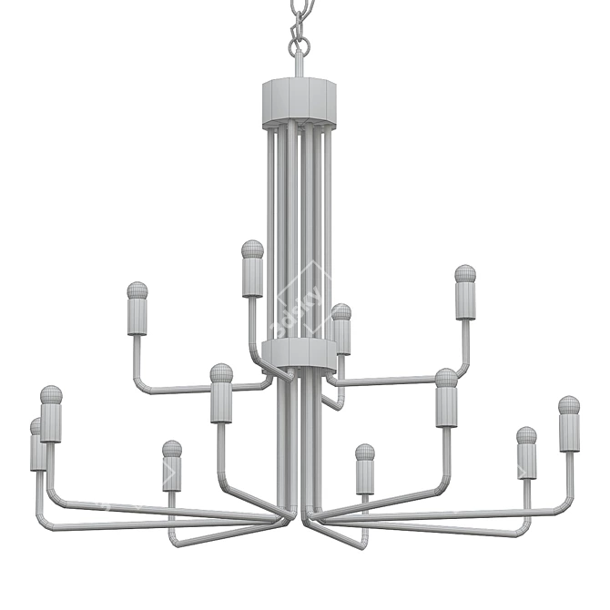 Elegant Brass Chandelier Light Fixture 3D model image 2