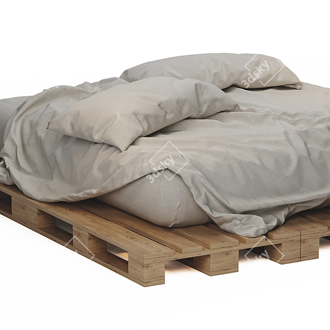 Rustic Pallet Bed 3D model image 2