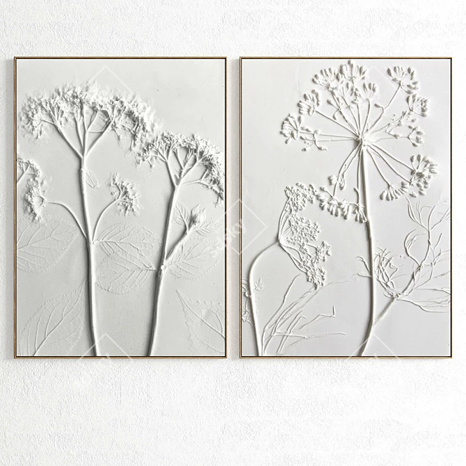 Plaster Dual Photo Frame Set 3D model image 3