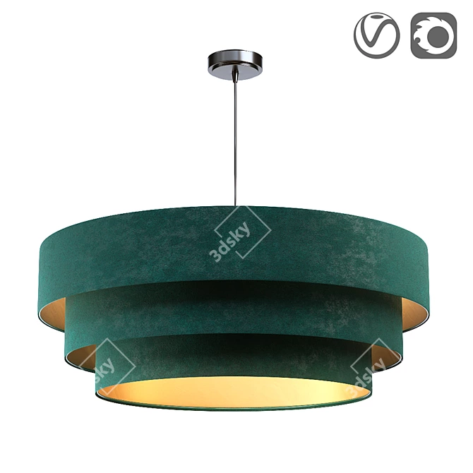 Modern Green Velvet Pendant Light 3D model image 1