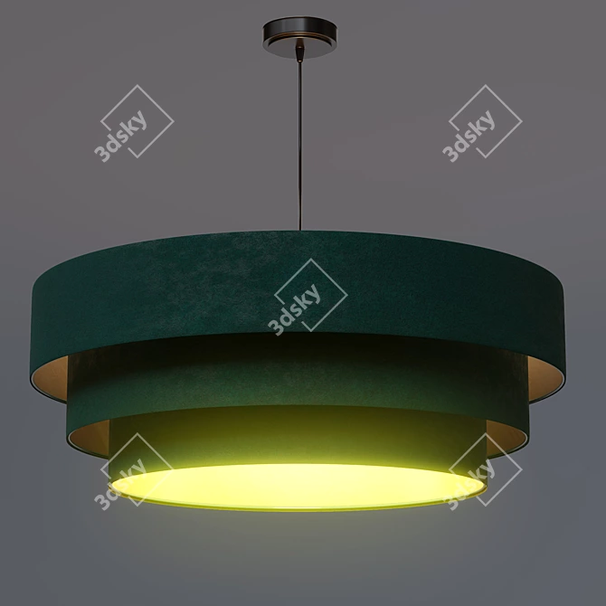 Modern Green Velvet Pendant Light 3D model image 3