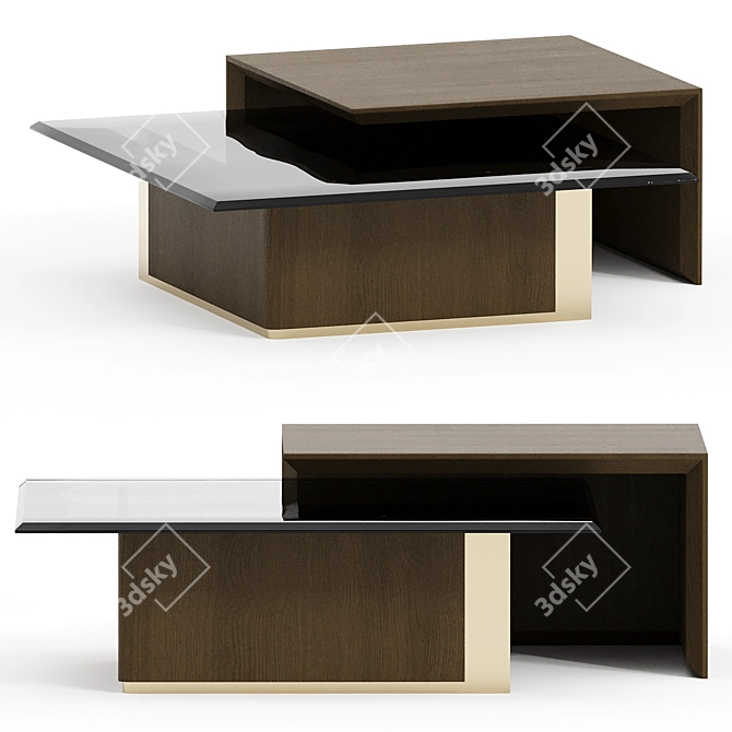 Elegant Oak Wood Coffee Table 3D model image 1