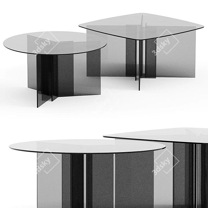 Elegant Thrim Tempered Glass Table 3D model image 1