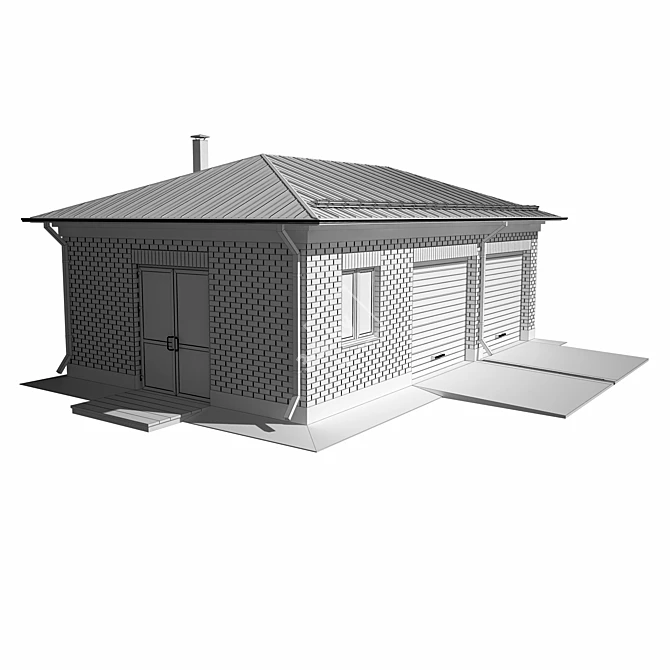 Double Car Brick Garage with Profiled Sheet Roof 3D model image 2