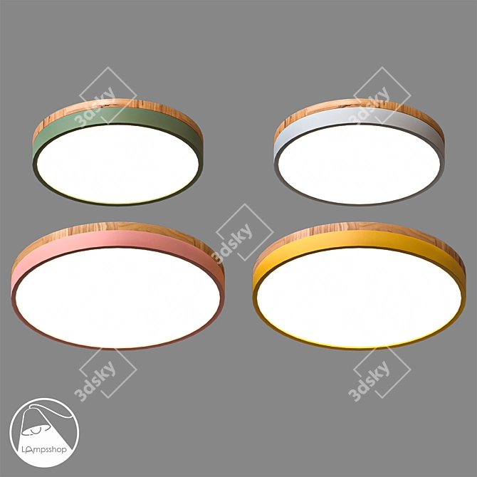 Wood Circle Ceiling Lamp - Ø 50 cm 3D model image 1