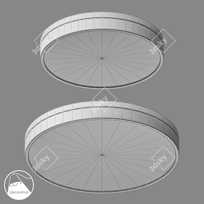 Wood Circle Ceiling Lamp - Ø 50 cm 3D model image 2