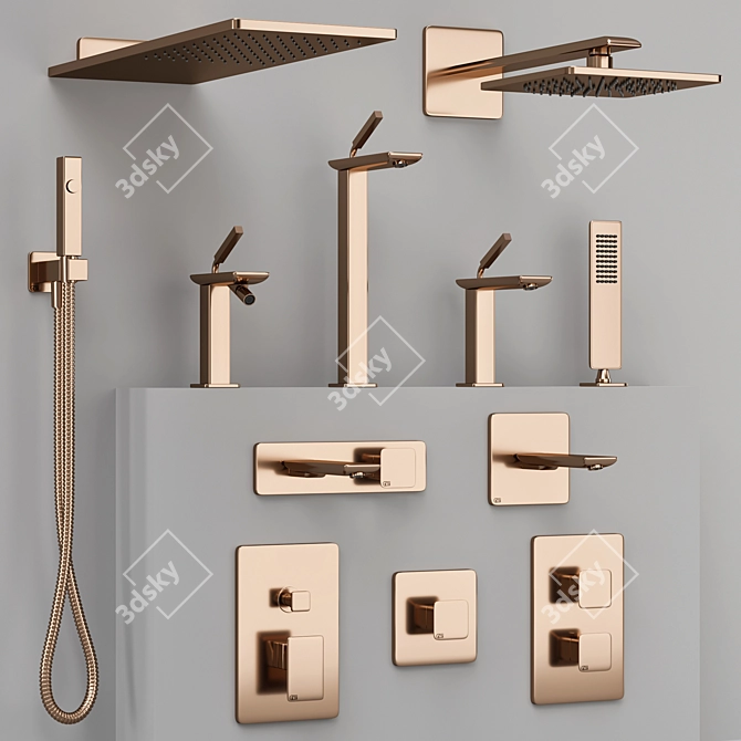 Gessi ISPA Faucet Collection - Polished Copper, Chrome, Gold & Black 3D model image 3