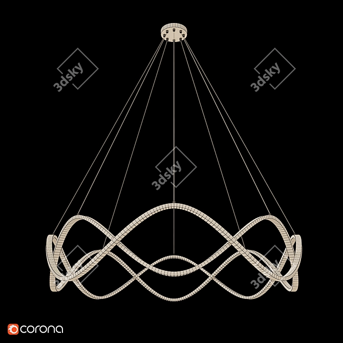 Wave Ring LED Chandelier Brass 3D model image 4
