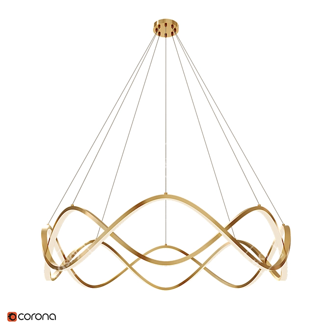 Wave Ring LED Chandelier Brass 3D model image 5