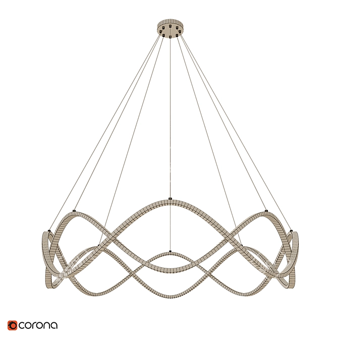 Wave Ring LED Chandelier Brass 3D model image 10