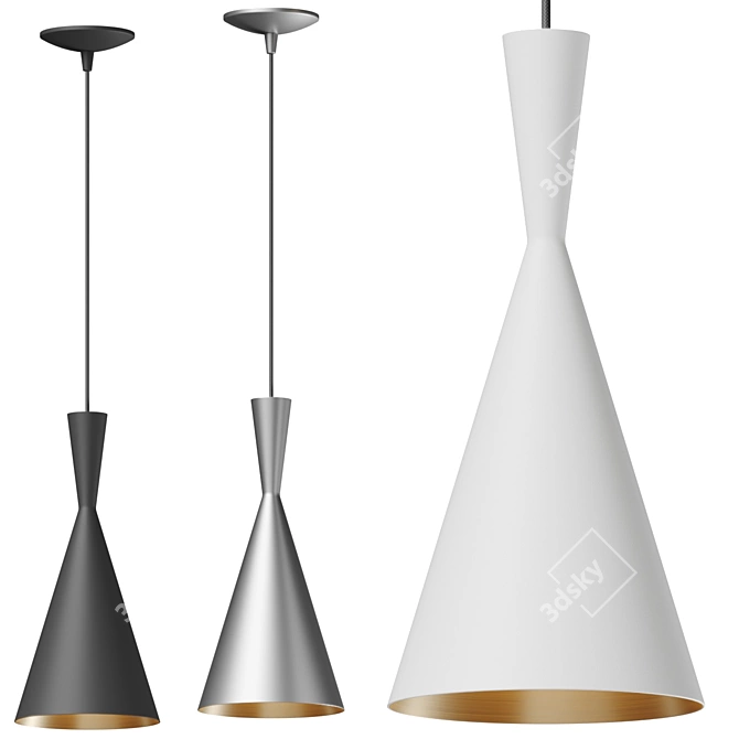 Modern Dual Cone Pendant Light 3D model image 1