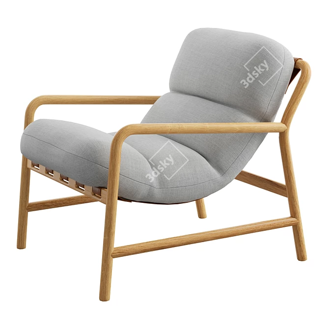 Modern Sling Chair with Ash Wood Frame 3D model image 4