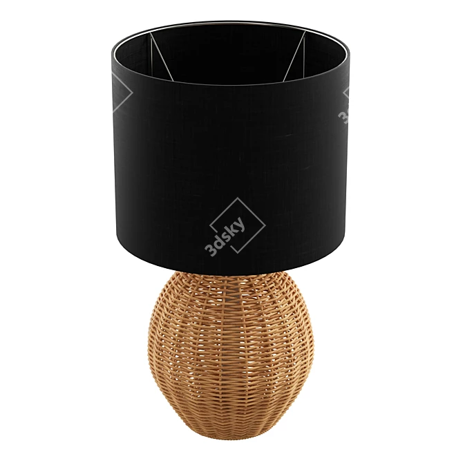 Boho Rattan Sphere Table Lamp 3D model image 2