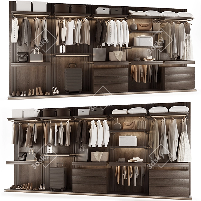 Industrial Loft Wardrobe: Modular Design 3D model image 1