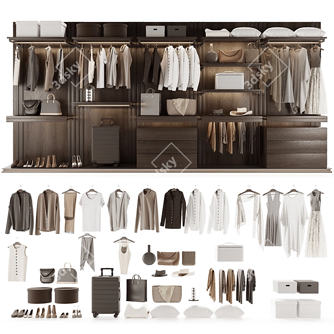 Industrial Loft Wardrobe: Modular Design 3D model image 2