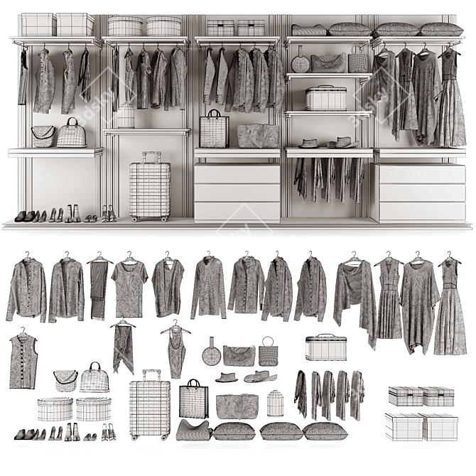 Industrial Loft Wardrobe: Modular Design 3D model image 4