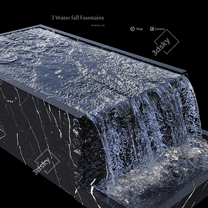 Cascading Water Wall Feature 3D model image 2