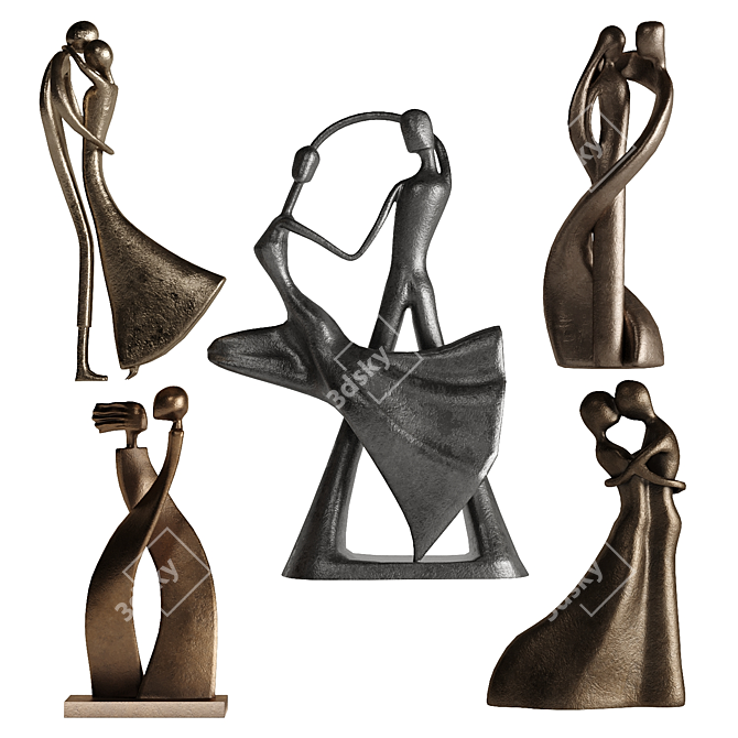 Abstract Human Sculptures Variety 3D model image 2