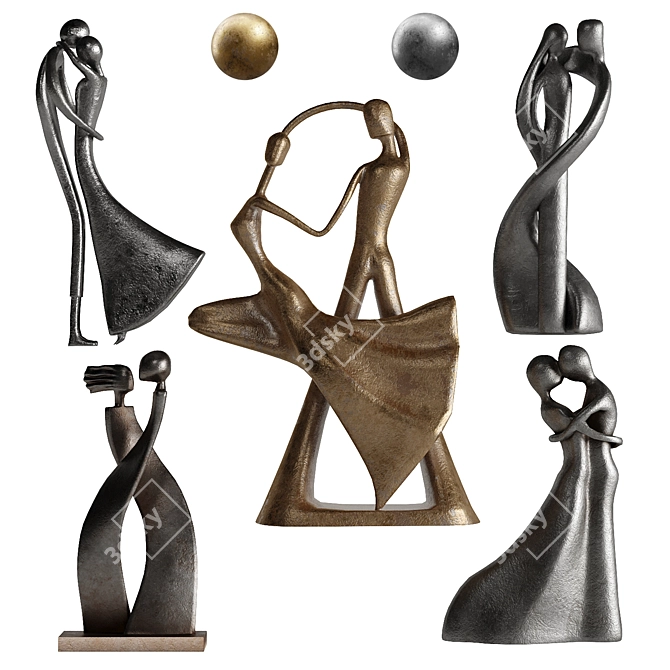 Abstract Human Sculptures Variety 3D model image 6