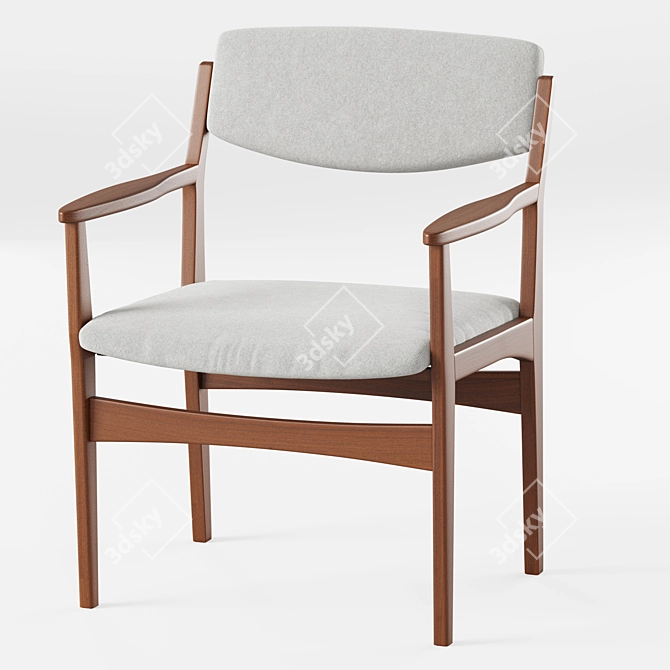 Elegant Beige Danish Chair 3D model image 1