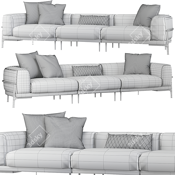  Contemporary Arcade 3-Seat Sofa 3D model image 4