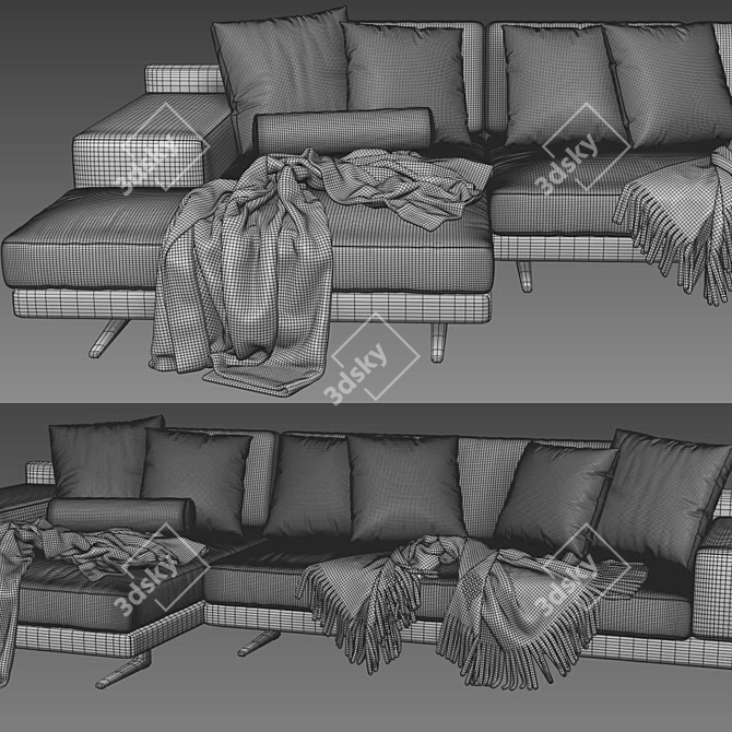 Poliform Mondrian Chaise Longue Sofa 3D model image 3