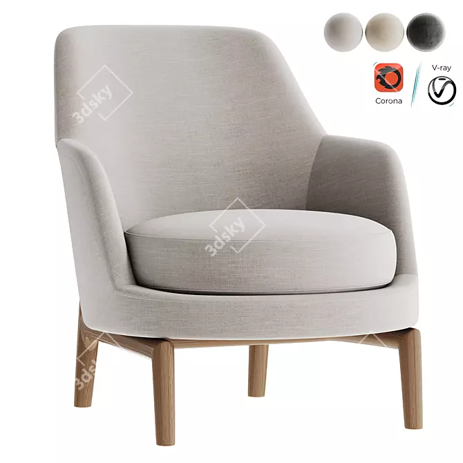 Elegant Leda Flexform Armchair 3D model image 2