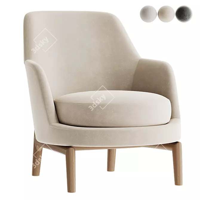 Elegant Leda Flexform Armchair 3D model image 3