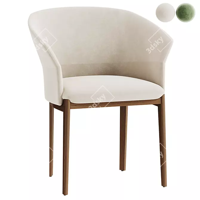 Modern Small Armchair in Grey 3D model image 2