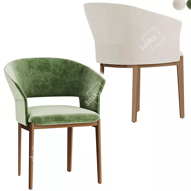Modern Small Armchair in Grey 3D model image 4