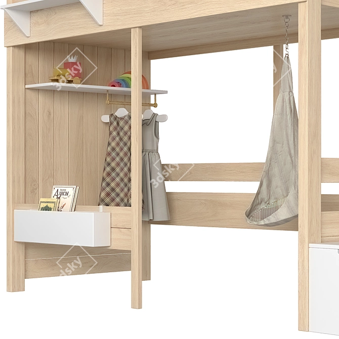 Modern Eco-Style Loft Bed 3D model image 5