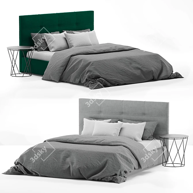 Luxury Erica New Bed with Bedside Table 3D model image 2