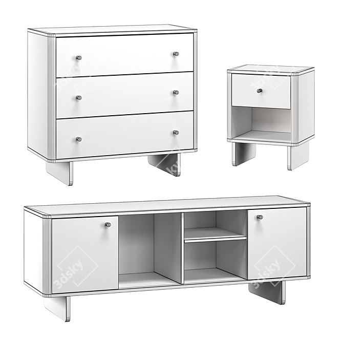 Natural Oak Furniture Set 3D model image 4