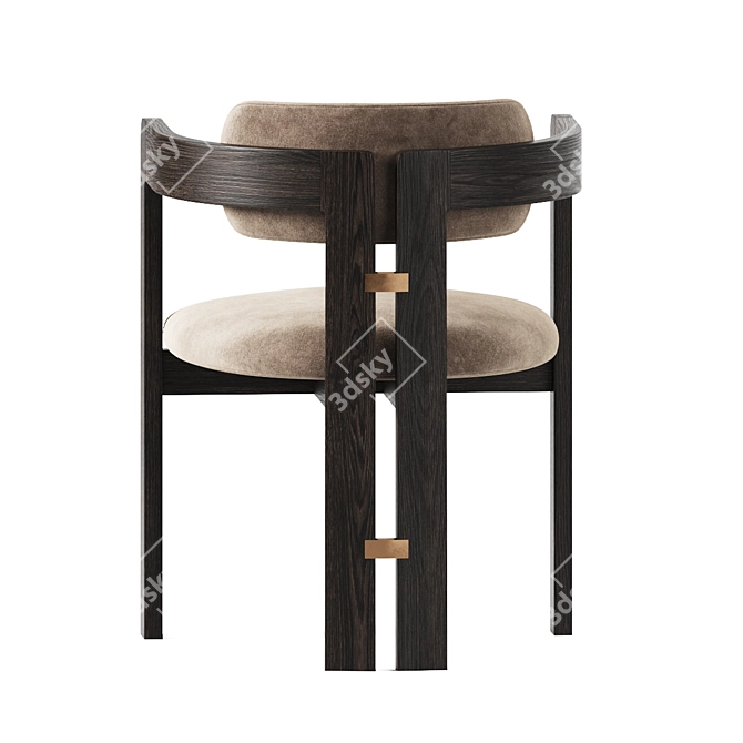 Velvet Upholstered Wood Kibo Chair 3D model image 2