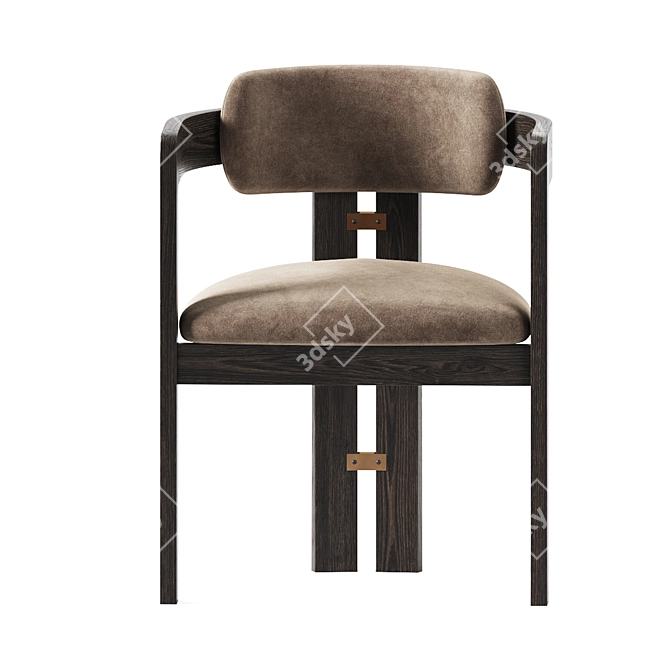 Velvet Upholstered Wood Kibo Chair 3D model image 3