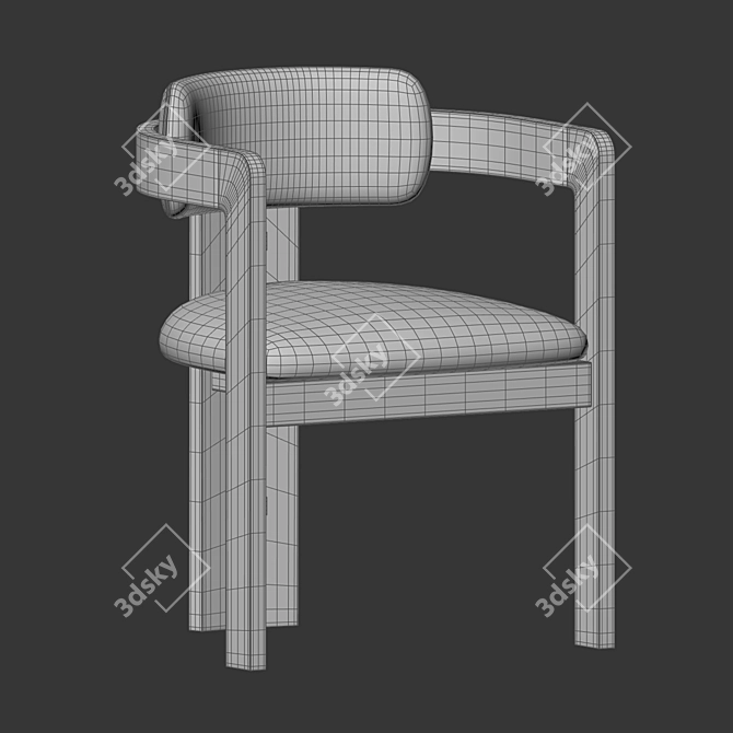 Velvet Upholstered Wood Kibo Chair 3D model image 6